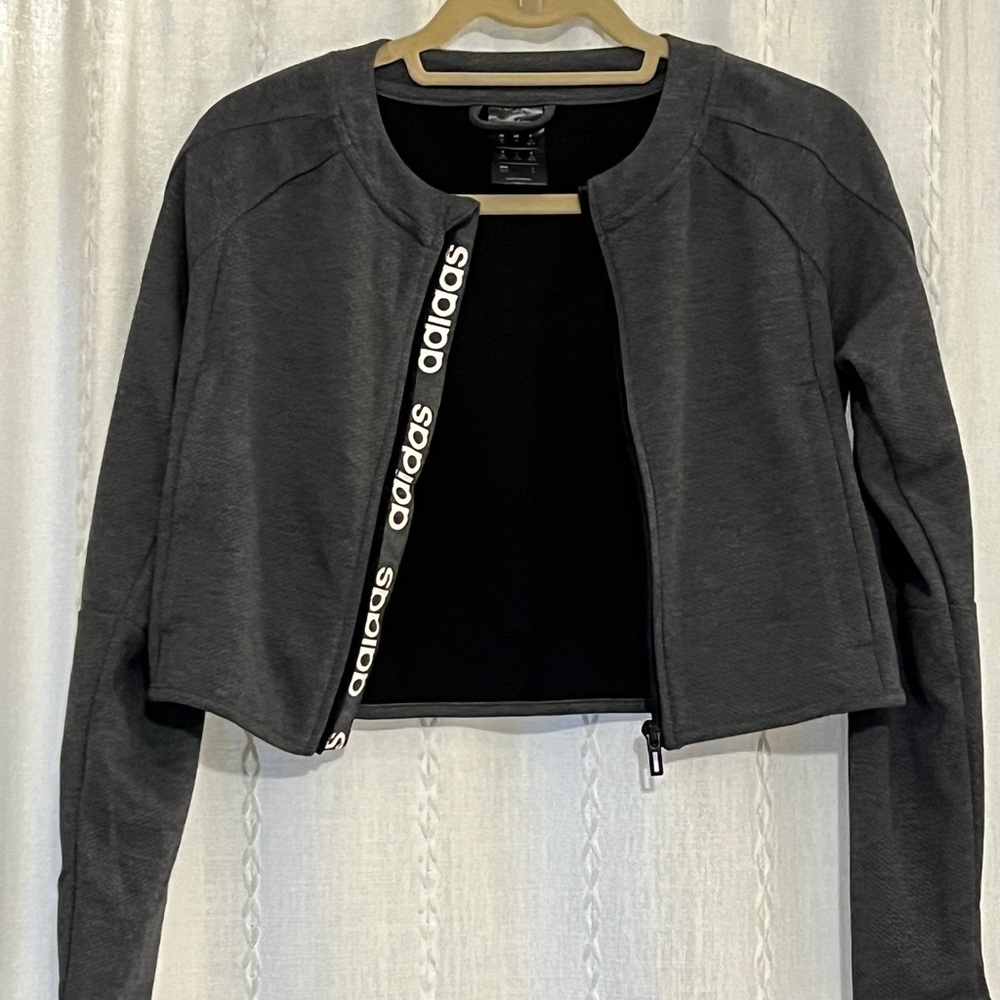 Adidas Women's Grey Cropped Jacket